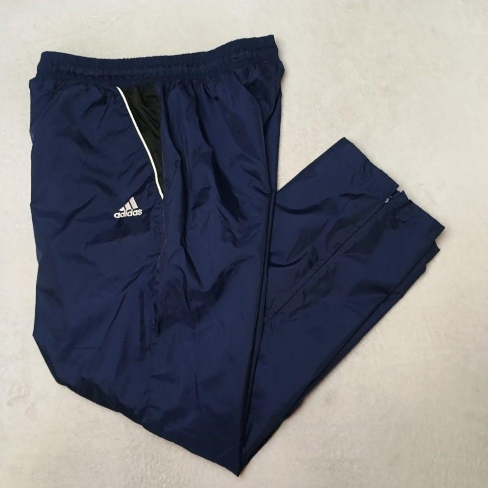 Vintage Adidas Track Pants Mens M Blue Nylon Lined Drawstring Zip Ankle Pockets